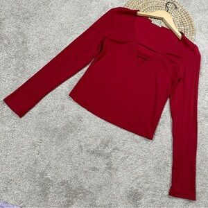 Chic Red Long Sleeve Women's Top